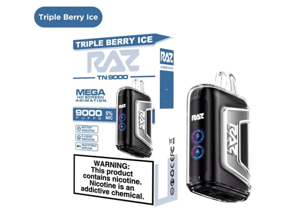 RAZ TN9000 12ML 9000 PUFFS Disposable Vape: Triple Berry Ice Flavor